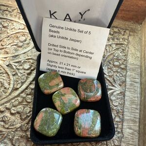 Genuine Unakite beads set of 5